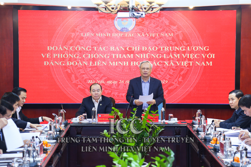 Đoàn công tác Ban chỉ đạo Trung ương về phòng, chống tham nhũng làm việc với Đảng đoàn Liên minh HTX Việt Nam