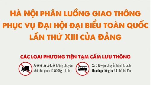 Hướng đi của phương tiện khi thực hiện phân luồng dịp Đại hội Đảng
